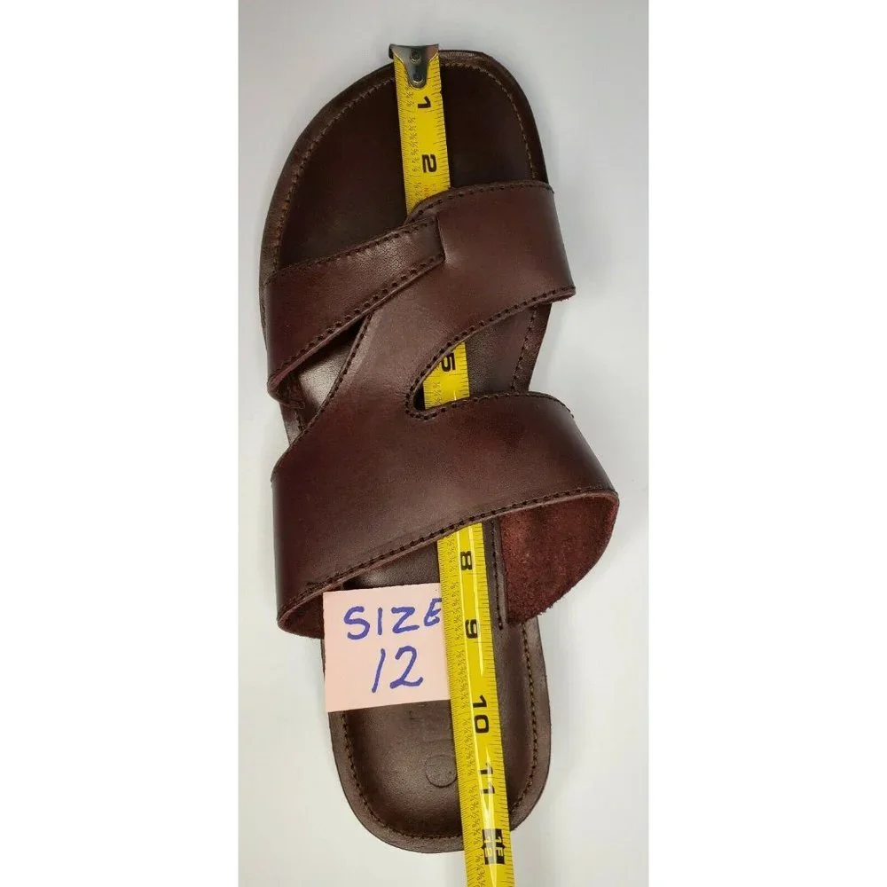 Men's Brown Leather Slide Sandals